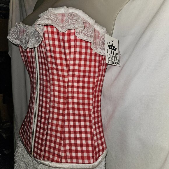 NWT DAISY DUKE RED GINGHAM TIGHT LACING CORSET MEDIUM - Picture 4 of 16